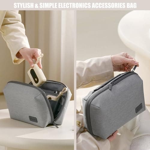 Kaxich Travel Electronics Organizer, Electronics Accessories Bag Portable Cable Organizer Case Waterproof Universal for Adapters Memory Cards, USB Cables (Beige) — view 5