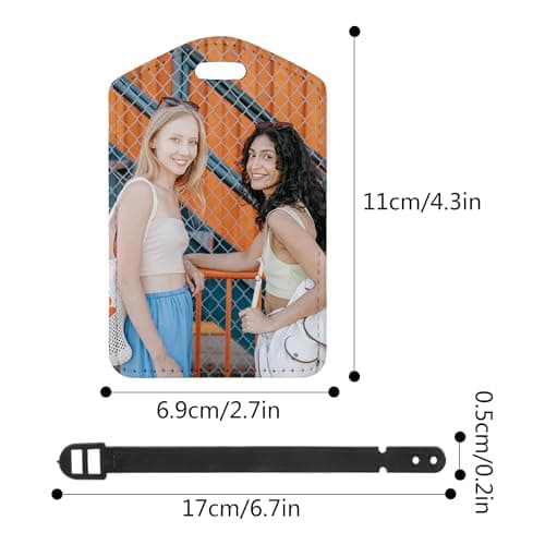 LA HUATE Personalised Photo Suitcase Tag, Faux Leather Luggage Tag, ID Tag, Address Tag, Name Tag for Travel Bag, Suitcase, Travel Accessories, Triangle — view 2