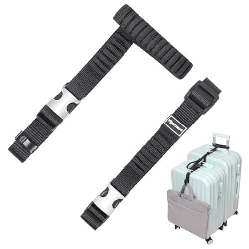 Vigorport Luggage Straps, Metal Luggage Connector Straps for Suitcases, Stretchable Add A Bag Adjustable Attachment Accessories Belts (Black, Small)