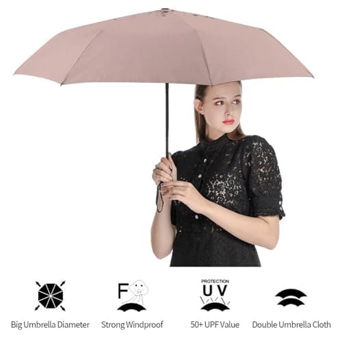 ZXLRYZKJ Folding Umbrella, Blush Pink Rose Gold Glitter Umbrella, Travel Umbrella for Windproof, Rainproof — view 4
