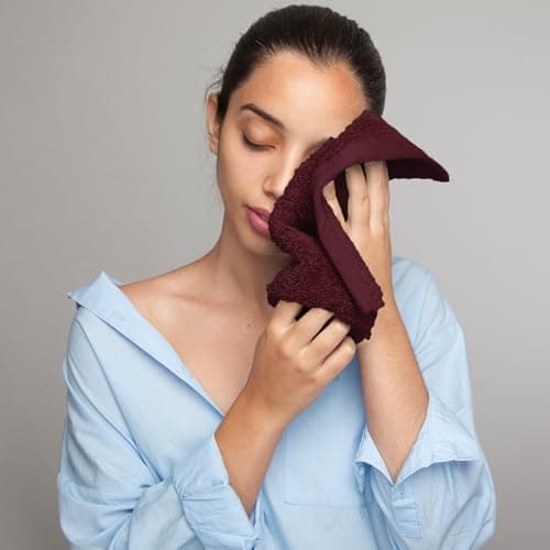 Novo Home Face Towels Pack of 12 – 550 GSM 100% Cotton Washcloths (30x30cm) – Soft, Quick Dry, Highly Absorbent Flannels for Bathroom, Spa, Gym – Burgundy — view 2