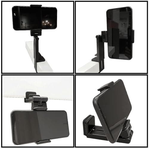 igadgitz Xtra U7309 Universal In Flight Phone Holder, Phone Width 5.1-9.1cm (2"-3.6"), Pocket-Size, Multi Tilt, Table Clip Mount for Travel or Home Use - Black - 2 Pieces — view 3