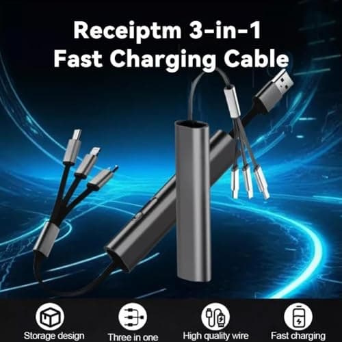 Homaskylynn 3-in-1 Fast Charging Cable, Retractable 100W USB Multi Charging Cable, Portable Keychain Design, Universal Chargers For All Devices, Multi Head Charger For Home, Office, Travel(Red) — view 5