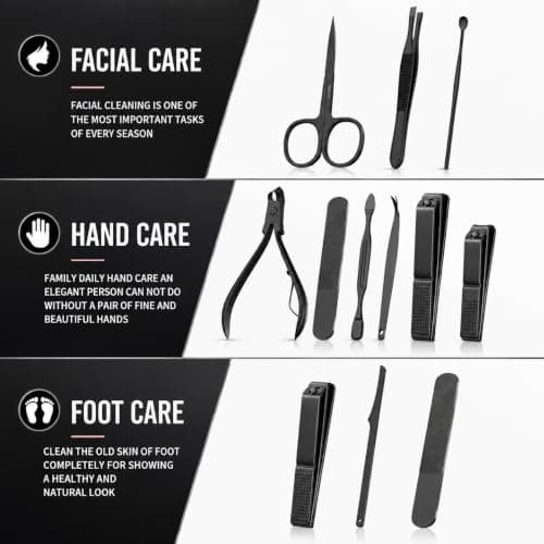 Manicure Set Stainless Steel Nail Care Kit 10 Pieces with Travel Case — view 3
