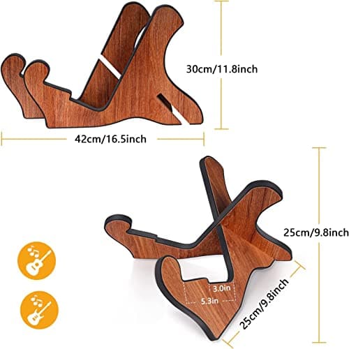 MEETOZ Guitar Stand Universal Wooden Guitar Stand X-Frame Style Portable String Instrument Holder with Soft Rubber Covering for Acoustic Classical Bass Guitars CY0180 — view 2