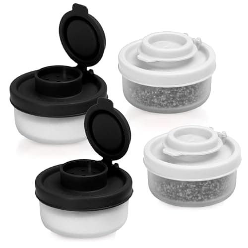 Salt and Pepper Shakers 4 Pcs Mini Travel Salt and Pepper Sets Travel Minis Camping Essentials Salt Pot with Airtight Lids Mini Seasoning Organizer for Camping Picnic Travel