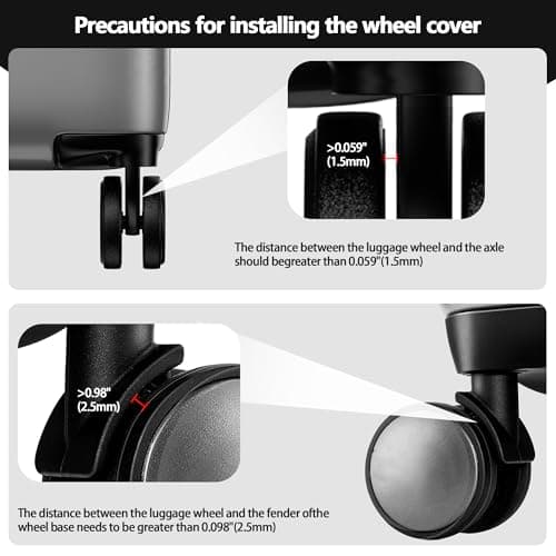 AWINNER Luggage Wheel Covers 8 Pack Upgraded,Silicone Luggage Wheel Protector Covers for Most 8 Spinner Wheel Suitcases or Office Chair Caster,Durable,Mute and Shock Absorption, Black — view 5