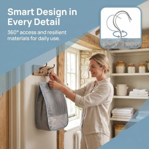 Wrbugukeji Peg Bags for Washing Line, Large Peg Bag with Zipper(Grey) — view 6
