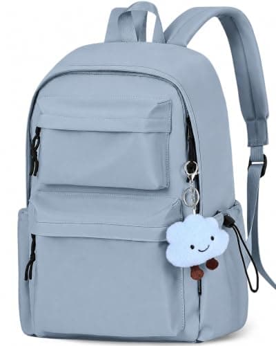 FIORETTO Backpack Womens School Bag Girls Boys, Lightweight Water-Resistant Fits 15.6” Laptop Large Capacity Rucksack with Anti-Theft Pocket, Ideal for School College Commuting Travel Dusty Blue