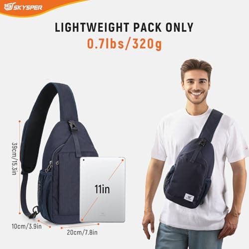 SKYSPER Sling Bag RFID Cross Body Bag Recycled Crossbody Backpack Travel Daypack(Blue) — view 2