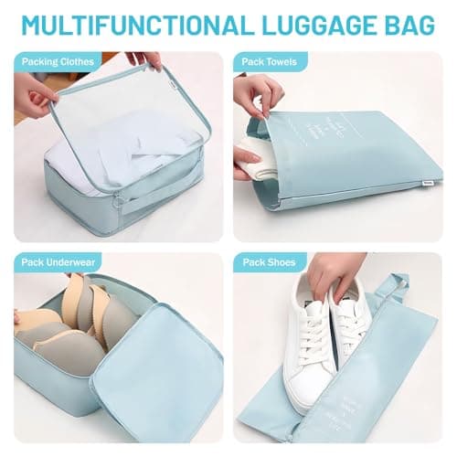 Compression Packing Cubes 8pcs, with Visible Mesh, Handle & Double Zipper — view 3