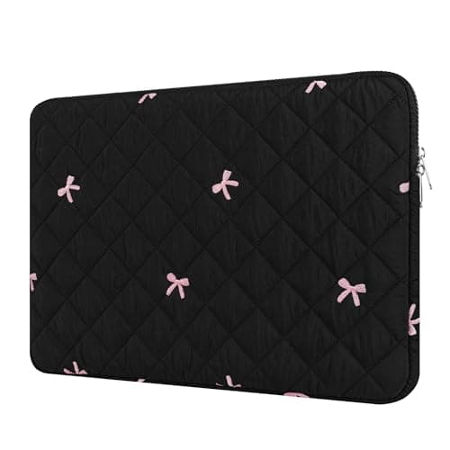 BAAGOAZ 15-16 Inch Laptop Sleeve MacBook Case with Embroidered Bows, Black