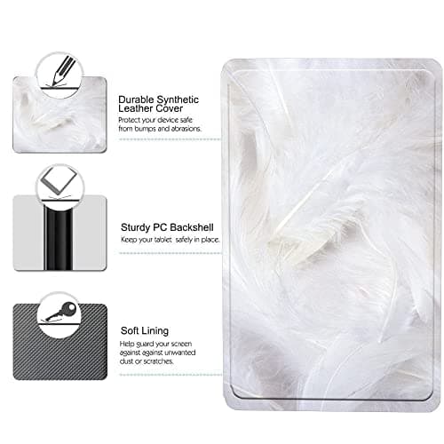 FINDING CASE Galaxy Tab A 8.0 2019 Case T290 T295, Slim Light Cover Stand Hard Shell Folio Case for 8.0 inch Galaxy Tab A 2019 Tablet Model SM-T290 (Wi-Fi) SM-T295 (LTE) (cream feather) — view 5