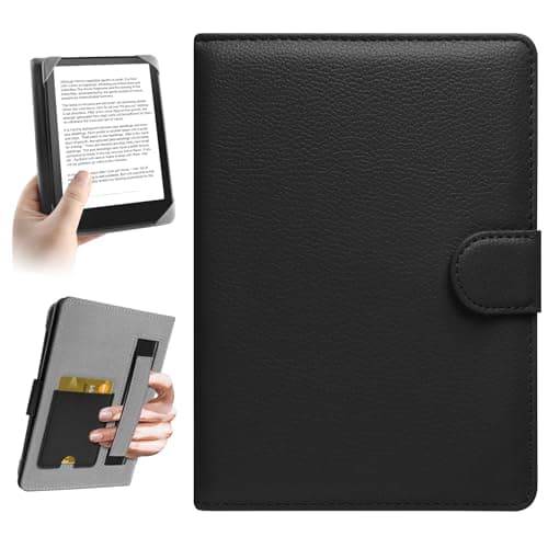 HoYiXi Universal Case for 6.8-7 inch Kindle eReader Compatible with Paperwhite/PocketBook and Tolino/Kobo Clara 2E/Kobo Clara HD,6",6.8" eReader Protective cover Built-in pocket,Black