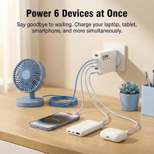 200W USB C Charging Station with 6 Ports, Multi USB Charger with PD — view 3