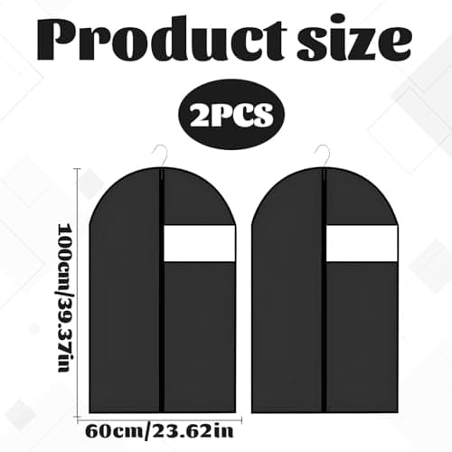 2 Pack Suit Covers for Men with Zipper,Suit Bags for Men,60 * 100 cm Foldable and Dustproof Suits Carriers for Man,Easy to Store,Reusable Clothes covers,Suitable for Coats,Jackets,Pullovers — view 2