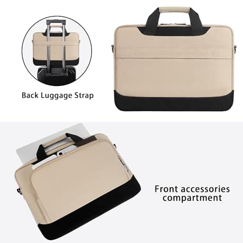 DOMISO 15-15.6 Inch Laptop Sleeve Business Briefcase Computer Case Compatible with Lenovo 15.6" Ideapad 330/16" MacBook Pro/HP EliteBook 850 G3/Envy x360 15/Latitude 3580/Acer Chromebook/Asus,Beige — view 3