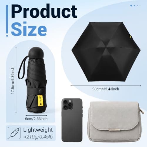 Jexine 6 Pack Mini Travel Umbrella Portable Compact Umbrellas Windproof Compact Manual Open Close Umbrella UV Protection Small Folding Design Fit in Pocket or Purse Lightweight Portable for Women Men — view 2