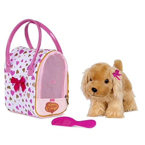 Pucci Pals Plush Puppy Carrier Set, Cocker Spaniel, Heart Print Bag, Pet