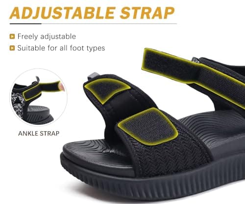 KuaiLu Womens Orthotic Recovery Walking Arch Support Sandals Black 7 — view 5
