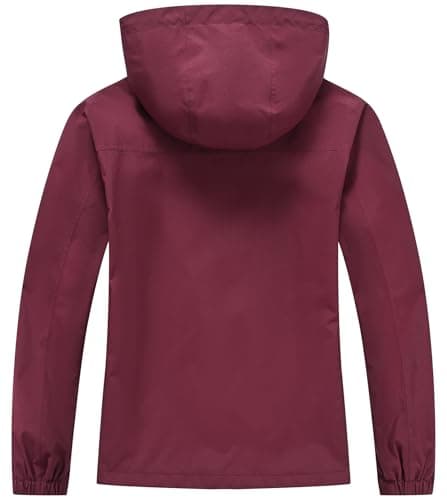 Huayuzh Womens Waterproof Jacket Rain Coats Lightweight Wine Red S — view 4