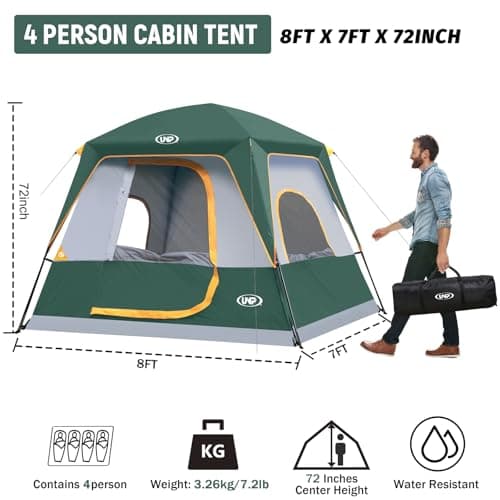 UNP Camping Tent 4-8 Person, Tall Family Tent with Standing Room — view 2