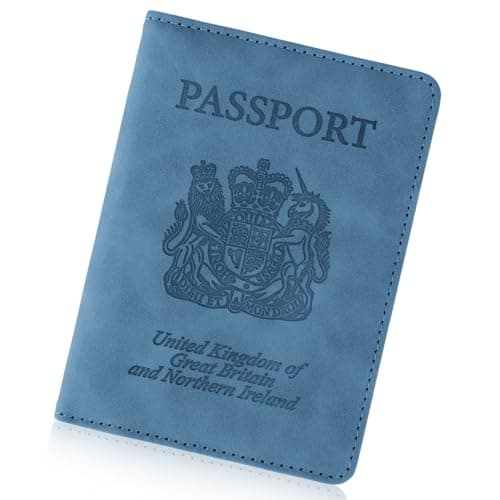 Cinocratic Passport Holder for Travel Accessories,RFID Blocking PU Leather Passport Cover Wallet Card Case for Men and Women (Blue)