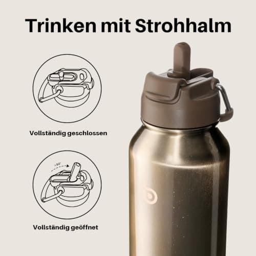 bottlebottle Insulated Water Bottle with Straw 1180ml(40oz) Sports Stainless Steel Water Bottles with Handle Lid Outdoors Drink Flask for Pills (Stardust Gold) — view 2