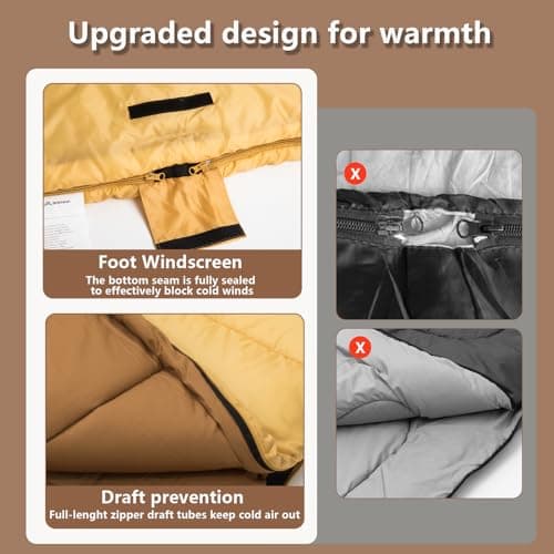 BISINNA Winter 0°C Double Sleeping Bag for Adult Queen Size with Pillow — view 4
