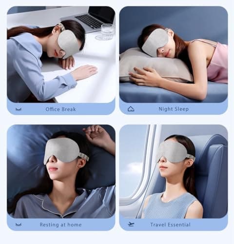 Pure Linen Eye Mask, 100% Linen Eye Mask for Girls,Travel Breathable Sleep Mask,Adjustable Strap, Hypoallergenic, Cooling with Travel Bag Gift Package(Oat) — view 6