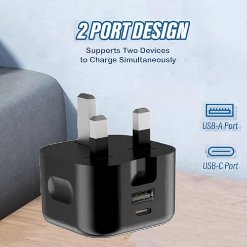 For Motorola Moto G87 Charger, Moto G77, G67, G57, G37, G17 (Power) / G47 / G56 / G86 / G56, G06 (Power) /G05 G15 G35 G55 G75 G85 / E15 E14 / G04 G14 G24 G34 G54 G84, Multi Port Fast Charger (BLACK) — view 2