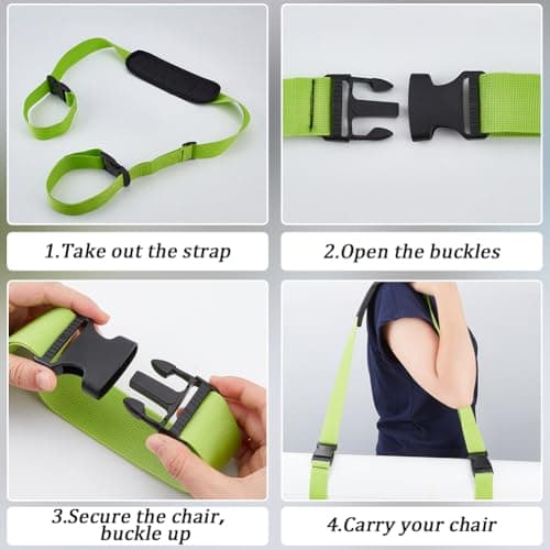 GORGECRAFT 100-189cm Shoulder Strap Replacement Universal Beach Chair Carrying Straps Scooter Adjustable Backpack Anti-Slip Shoulder Belt for Briefcase Laptop Messenger Crossbody Bag Luggage Green — view 6