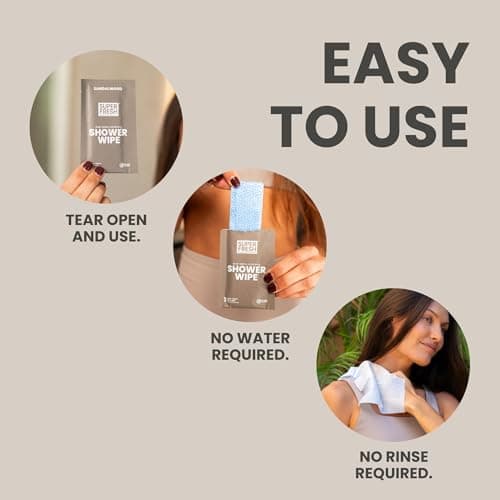 Super Fresh Shower Wipes Large Sandalwood Body Wipes for No Rinse Bathing Personal Hygiene Gym Travel or Camping Enriched with Aloe and Vitamin E 10 Individually Wrapped Disposable Sheets — view 5