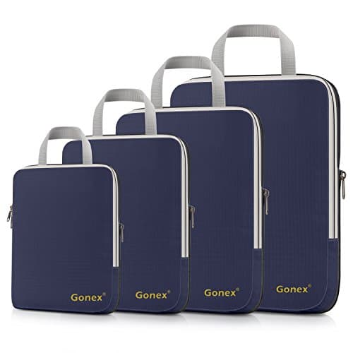 Gonex Compression Packing Cubes, 4-Piece Expandable Travel Organisers