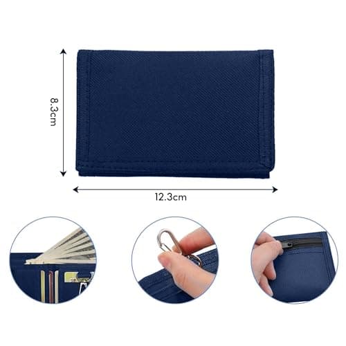 Slim Wallet, Men's Wallet with Chain Clip Zipper for Travel Sports, Blue — view 2