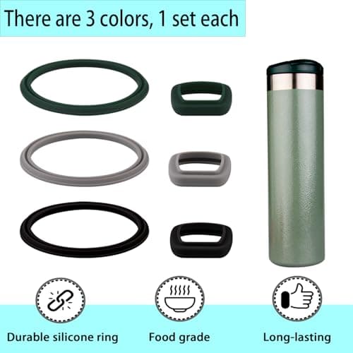 (7 Pack) ubber Seal Replacement for Stanley AeroLight Transit Bottle,Seal Gasket for Stanley AeroLight 16oz/20oz Transit Bottle Leak Proof Insulated Travel Tumbler (7, Black/Gray/Green) — view 5