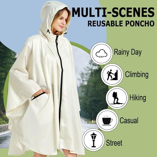 SIRMEDAL Waterproof Rain Poncho Hooded Raincoat Outdoor Cape — view 3