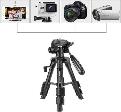 ZOMEI Q100 21" Desktop Mini Phone Holder Aluminum Camera Travel Tripod — view 4