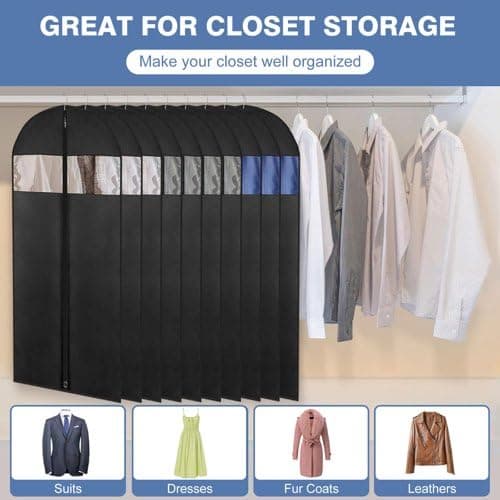 4 Pack Hanging Garment Bags，Full Length Dress Bag with Zipper，Dust-proof Clothes Covers Protector Bags Suit Bag Convenient for Travel Suitable for Wedding Dresses, Shirts, and Jackets (60cm X 140cm) — view 5
