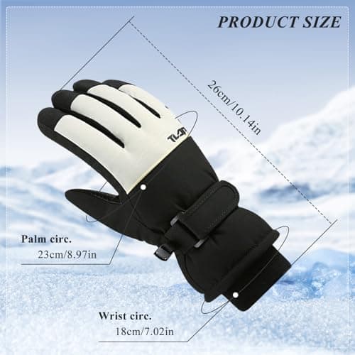 Andiker Ski Gloves Women, Warm Windproof Waterproof Thermal Glove with Thick Plush Lining Anti-Lost Buckle Non-Slip Palm Touchscreen Winter Gloves for Women Skiing Hiking Cycling (Black) — view 2
