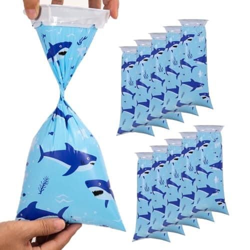 50Pcs Sick Bags with Cartoon Pattern, Disposable Vomit Bags for Travel, Leakproof Sickness Bags Barf Bags for Nausea and Vomiting for Children and Adults, Sky Blue Shark