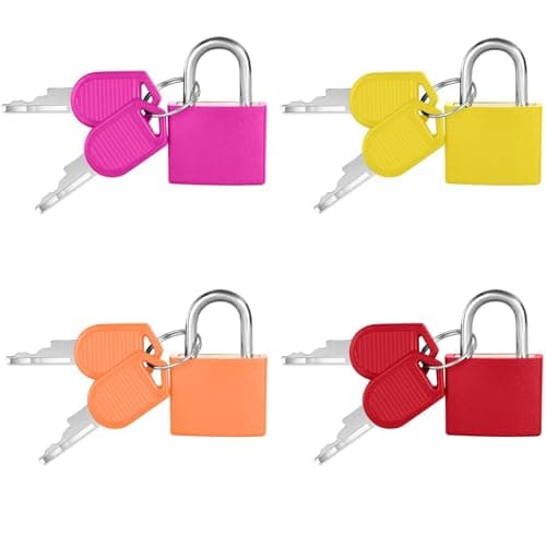 Flintronic 4 Pack Suitcase Lock with Key Small Padlock Luggage Lock Travel Lock Backpack Lock, Color Metal Padlock with Key, Small Padlock for Travel Backpack Play Fitness