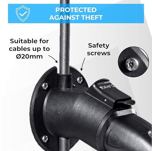 GRAFT type 2 EV Charger Cable Organizer | Wall mount for electric car with IEC 62196-2 plug | Holder for type 2 wallbox charging station including anti-theft protection for cable and charger — view 6