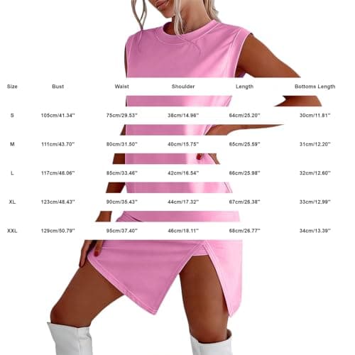 Women's Summer Two Piece Travel Lounge Set, Mineral Wash Cotton Tank Top Paired with Lined Split Athletic Skirt, Comfortable Outfit for Holiday and Leisure Wear(Mint Green, XL) — view 6