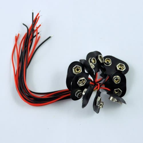 Sweetness Pack of 10 Black Faux Leather Case T Type Wired 9V Battery Clip Connector — view 3