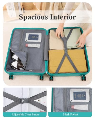 Kono 28 inch Large Suitcase with 4 Wheels Lightweight PP Hard Shell Trolley Case Travel Hold Check in Luggage with TSA Lock (Teal) — view 4