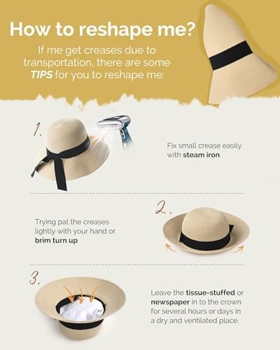 FURTALK Womens Beach Sun Straw Hat Wide Brim UV Protection Travel Hat — view 6