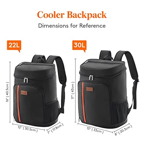 Lifewit 30 Cans Backpack Cooler Waterproof Insulated Soft Lunch Backpack Lightweight Leakproof Cooler Bag for Men Women Adults for Work Picnics Beach Camping Travel Outdoor Activities, Black — view 6