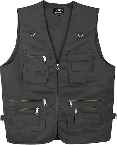 BLOOM BLENDS Men's Fishing Vest Lightweight Multi Pocket Utility Gilet with Zipped Pockets D Rings, Outdoor Waistcoat for Anglers, Hiking and Travel, Charcoal, Size L — view 3