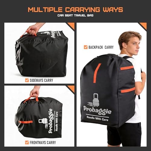 Car Seat Travel Bag for Airplane, Portable Car Seat Bag for Gate Check — view 4